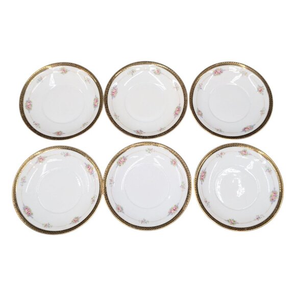 Noritake M Saucer LOT OF 6 Roses Gold Encrusted N224 5.25" JAPAN - Picture 6 of 10